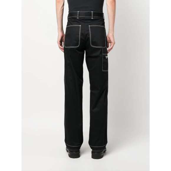 Prada Milano Pants Men 34x30 Black Contrast Stitch Lightweight Button Fly Modern - Picture 2 of 14